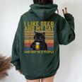 I Like Beer My Cat And Maybe 3人 猫好き ギフト レディース オーバーサイズ パーカー バックプリント Navy Blue