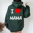 I Love Mama Children Love Heart ベビーチャイルドギフト お母さん レディース オーバーサイズ パーカー バックプリント Navy Blue