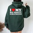 I Love My Big Booty Girlfriend レディース オーバーサイズ パーカー バックプリント Navy Blue