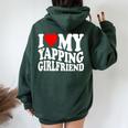 I Love My Yapping Girlfriend レディース オーバーサイズ パーカー バックプリント Navy Blue