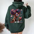 Melanin Afro 4Th Of July Party In The Usa Black Girl Us Flag Women Oversized Hoodie Back Print Navy Blue