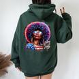 Melanin Afro African Happy 4Th Of July Black Girl Us Flag Women Oversized Hoodie Back Print Navy Blue