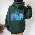 Mermaid Security Dad Mom Mermaid Family Mermaid Squad Women Oversized Hoodie Back Print Navy Blue
