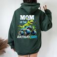 Mom Of The Birthday Boy Monster Truck Dinosaur Party T Rex Women Oversized Hoodie Back Print Navy Blue Mom Of The Birthday Boy Monster Truck Dinosaur Party T Rex Women Oversized Hoodie Back Print Navy Blue
