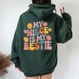 My Niece Is My Bestie Auntie Niece Matching Twinning Girls Women Oversized Hoodie Back Print Navy Blue