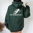 No Balance Girl スポーツとユーモアのための面白いパロディデザイン レディース オーバーサイズ パーカー バックプリント Navy Blue