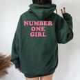 Number One Girl レディース オーバーサイズ パーカー バックプリント Navy Blue