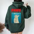 Paws Bunny 面白いパロディ ウサギ好きのギフト レディース オーバーサイズ パーカー バックプリント Navy Blue