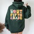 Peace Out Fifth Grade 5Th Grade Last Day Of School Groovy Women Oversized Hoodie Back Print Navy Blue