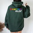 Proud Ally Bars Equality Lgbtq Rainbow Flag Gay Pride Ally レディース オーバーサイズ パーカー バックプリント Navy Blue