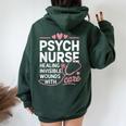 Psych Nurse Mental Health Psychiatric Nursing Appreciation レディース オーバーサイズ パーカー バックプリント Navy Blue