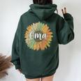 Retro Style Summer Sunflower Graphic For Oma Mother's Day Women Oversized Hoodie Back Print Navy Blue