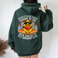 Sarcastic Duck Joke Quote Humor Duck Meme Women Oversized Hoodie Back Print Navy Blue