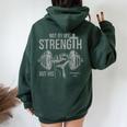 My Strength Christian Bible Gym Workout Weightlifting Women Oversized Hoodie Back Print Navy Blue