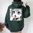 かわいいアヘ顔 アニメ 女の子 オタクウィーブ ラブ ビッグアイズ ドリップ レディース オーバーサイズ パーカー バックプリント Navy Blue