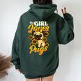 ガールズパグ犬愛好家 This Girl Loves Pugs レディース オーバーサイズ パーカー バックプリント Navy Blue