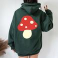 シンプルでキュートなキノコのグラフィック Cute Mushroom レディース オーバーサイズ パーカー バックプリント Navy Blue