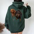 ダックスフントシャツ Weiner Dog Mom Dad Love Doxie Puppy キュート レディース オーバーサイズ パーカー バックプリント Navy Blue