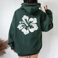 ハワイ ハイビスカス 花 ハワイアン レディース オーバーサイズ パーカー バックプリント Navy Blue