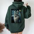 メインクーン 猫 ゴッホ 星月夜 猫好き 猫 お母さん お父さん レディース オーバーサイズ パーカー バックプリント Navy Blue