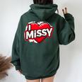 名前入り Missy I Love Missy レディース オーバーサイズ パーカー バックプリント Navy Blue