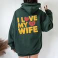 夫 妻 引用 I Love My Wifeays For Lover Husband レディース オーバーサイズ パーカー バックプリント Navy Blue