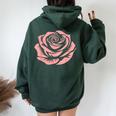 赤 バラ 花 バラの頭 庭 夏 Rose Red Flower Roses レディース オーバーサイズ パーカー バックプリント Navy Blue