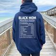 Black Mom Nutrition Facts History Month Proud Mama's Day Women Oversized Hoodie Back Print Forest