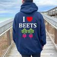 Food Humor Beetrootimpleegetable I Love Beets レディース オーバーサイズ パーカー バックプリント Forest
