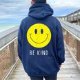Be Kind かわいい イエロー スマイル フェイス シャツ スマイル フェイス ハピネス レディース オーバーサイズ パーカー バックプリント Forest