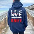メンズ Knife Collector I Love My Wife ナイフ レディース オーバーサイズ パーカー バックプリント Forest