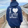 I Love Lacey バレンタイン ガールフレンド 女の子 娘 ハート 妻 レディース オーバーサイズ パーカー バックプリント Forest