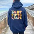 Peace Out Fifth Grade 5Th Grade Last Day Of School Groovy Women Oversized Hoodie Back Print Forest