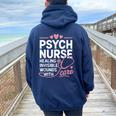 Psych Nurse Mental Health Psychiatric Nursing Appreciation レディース オーバーサイズ パーカー バックプリント Forest