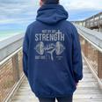 My Strength Christian Bible Gym Workout Weightlifting Women Oversized Hoodie Back Print Forest