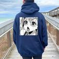 かわいいアヘ顔 アニメ 女の子 オタクウィーブ ラブ ビッグアイズ ドリップ レディース オーバーサイズ パーカー バックプリント Forest