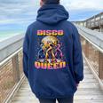 Disco Queen Retro Dancing 70 80 Disco Women Oversized Hoodie Back Print Navy Blue