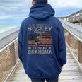 My Favorite Hockey Player Calls Me Grandma Mother's Day Women Oversized Hoodie Back Print Navy Blue