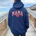 Mama Mommy Cherry Happy Mother's Day Mom Life Coquette Bow Women Oversized Hoodie Back Print Navy Blue