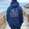 Mermaid Mom Lover Mama Mother's Day Ocean Fantasy Women Oversized Hoodie Back Print Navy Blue