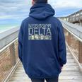 Mississippi Delta Blues Intage Retro Envejecida Women Oversized Hoodie Back Print Navy Blue