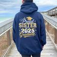 Proud Sister Of A Class Of 2025 Graduate Senior Graduation Women Oversized Hoodie Back Print Navy Blue