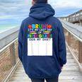 Student Signature Bruh It's My Last Day Of 1St Grade Sign My Women Oversized Hoodie Back Print Navy Blue