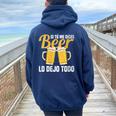 I Tu Me Dices Beer Lo Dejo Todo Cuello Women Oversized Hoodie Back Print Navy Blue
