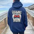 Uper Boxing Mom Guantes De Boxeo Y Boxeadores De Apoyo Cuello Women Oversized Hoodie Back Print Navy Blue