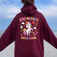 100Th Day Ofchool Unicorn 100 魔法の日々 先生 女の子 レディース オーバーサイズ パーカー バックプリント Maroon