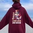 I Axo Love 2Nd Grade Axolotl 新学期読書 レディース オーバーサイズ パーカー バックプリント Maroon