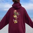 Beauty Flower（5） レディース オーバーサイズ パーカー バックプリント Maroon