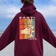 Best Mom Ever Madre De Tres Trillizos Madre De 3 Niños Women Oversized Hoodie Back Print Maroon