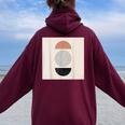 Boho 抽象形アート ミッドセンチュリー モダンアート レディース オーバーサイズ パーカー バックプリント Maroon